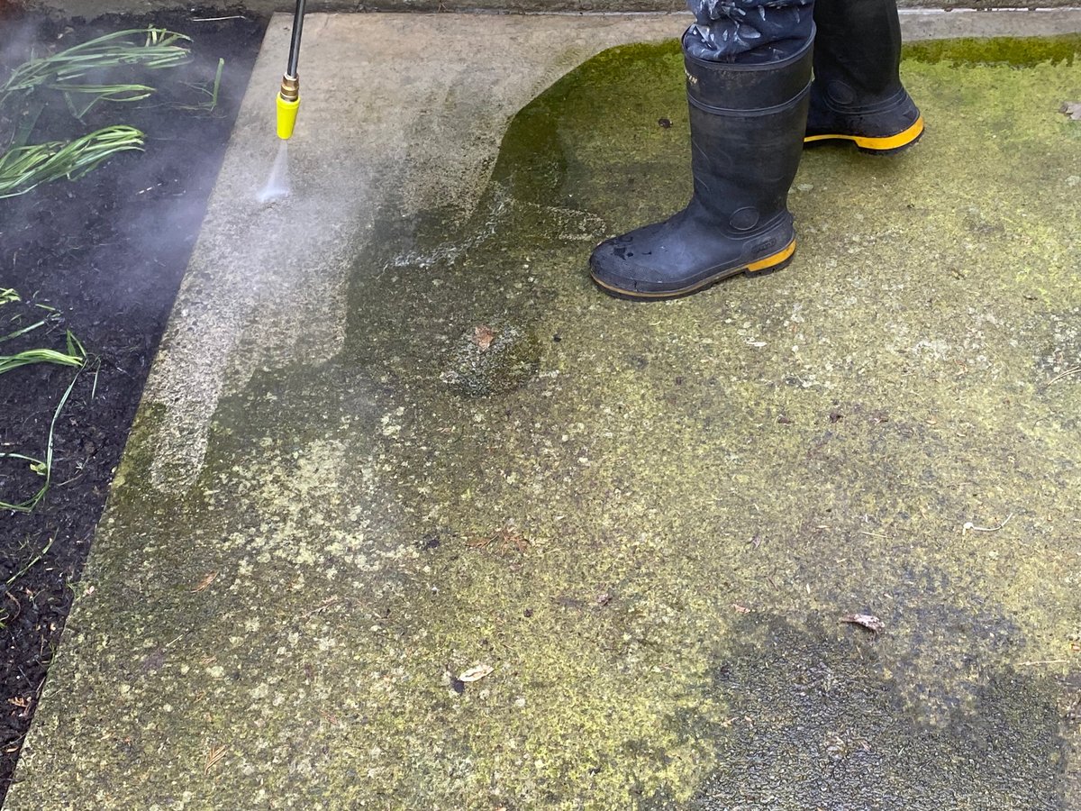 Cement walkway pressure wash
